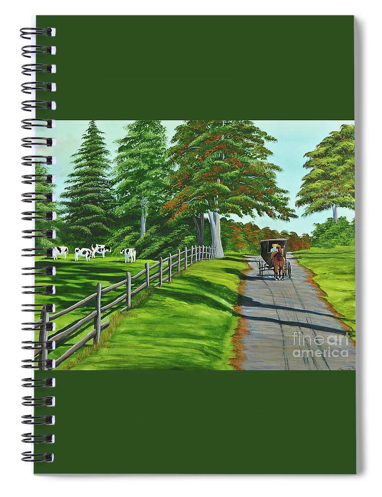 Cows Spiral Notebook featuring the painting Sunday Drive by Charlotte Blanchard