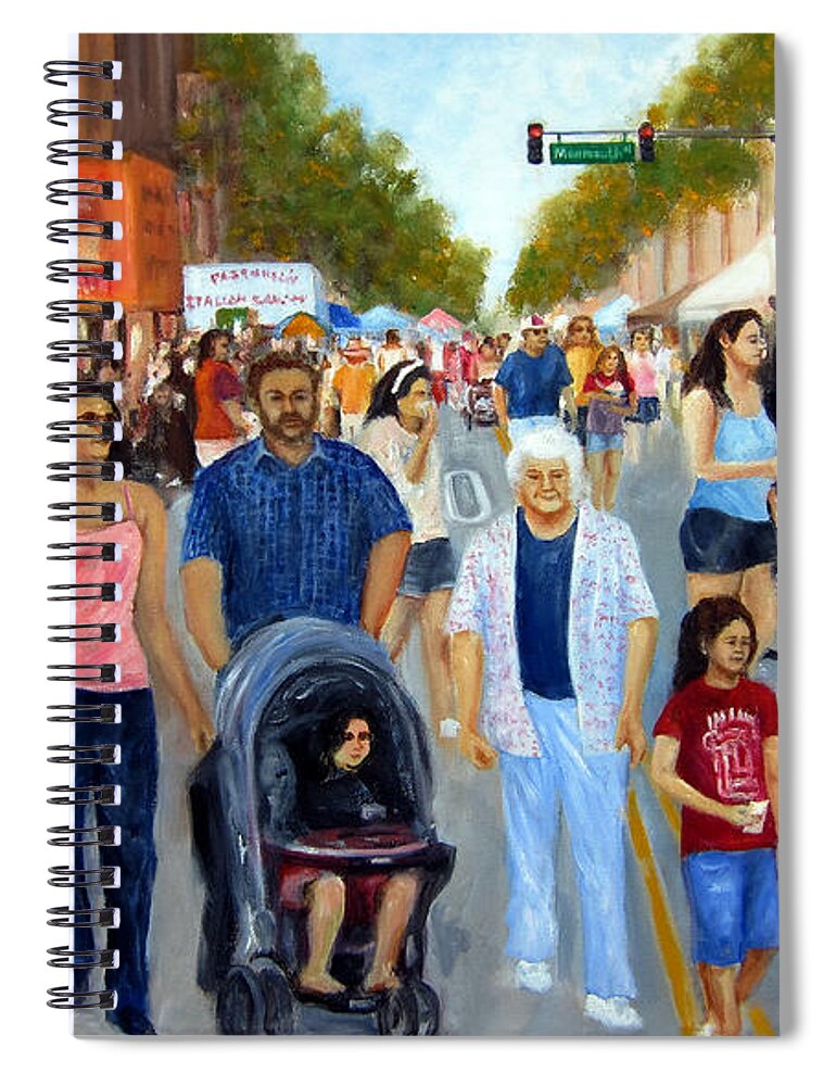 Red Bank Nj Spiral Notebook featuring the painting Sunday Fun in Red Bank by Leonardo Ruggieri