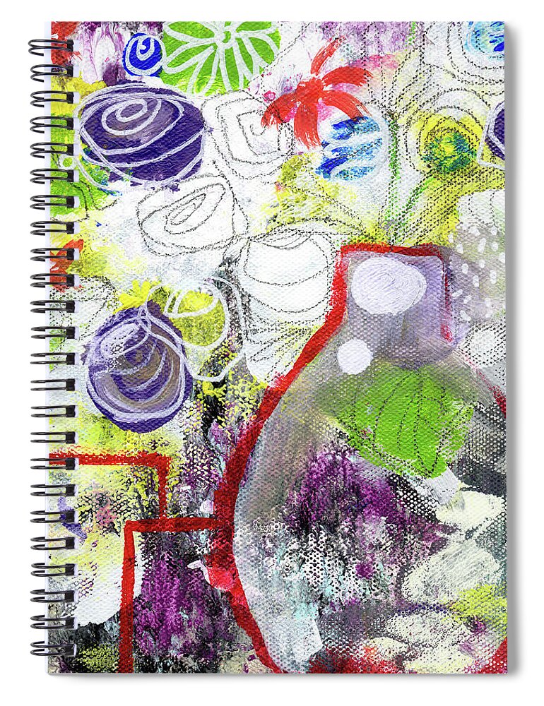 Floral Spiral Notebook featuring the painting Sunday Market Flowers 3- Art by Linda Woods by Linda Woods