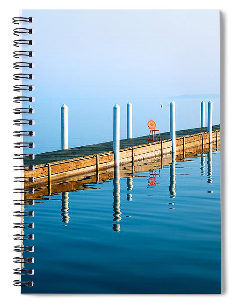 Chair Spiral Notebook featuring the photograph Sunday Morning Pier by Todd Klassy