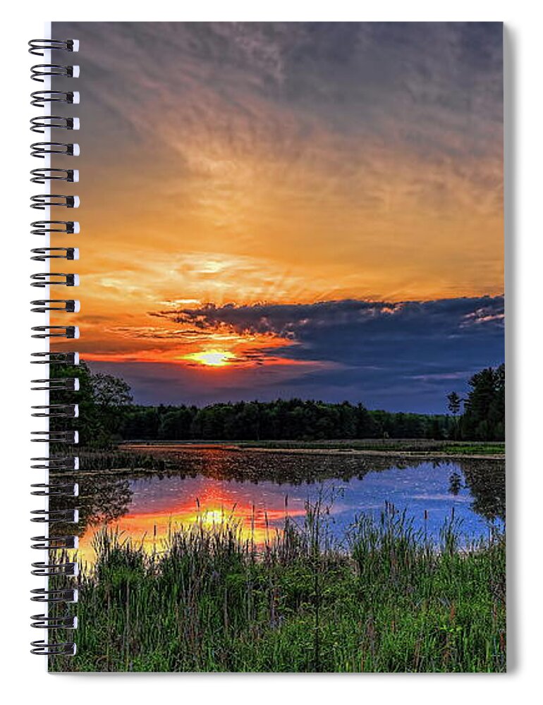Sunset Spiral Notebook featuring the photograph Sundown Over Bentley Pond by Dale Kauzlaric