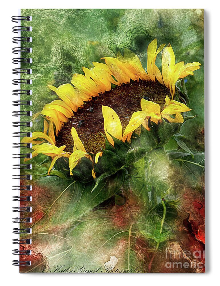  Spiral Notebook featuring the digital art Sunflower Dreams by Kathy Russell