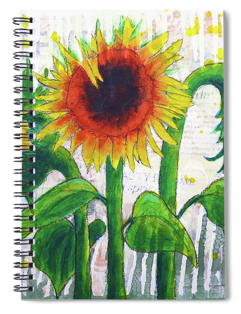 Sunflower Spiral Notebook featuring the painting Sunflower Sonata by Lisa Crisman