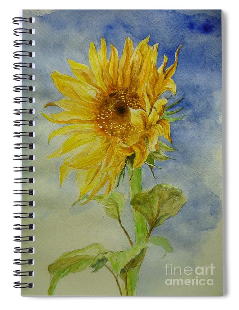 Sunflower Spiral Notebook featuring the painting Sunflower Tribute to Van Gogh by Lizzy Forrester
