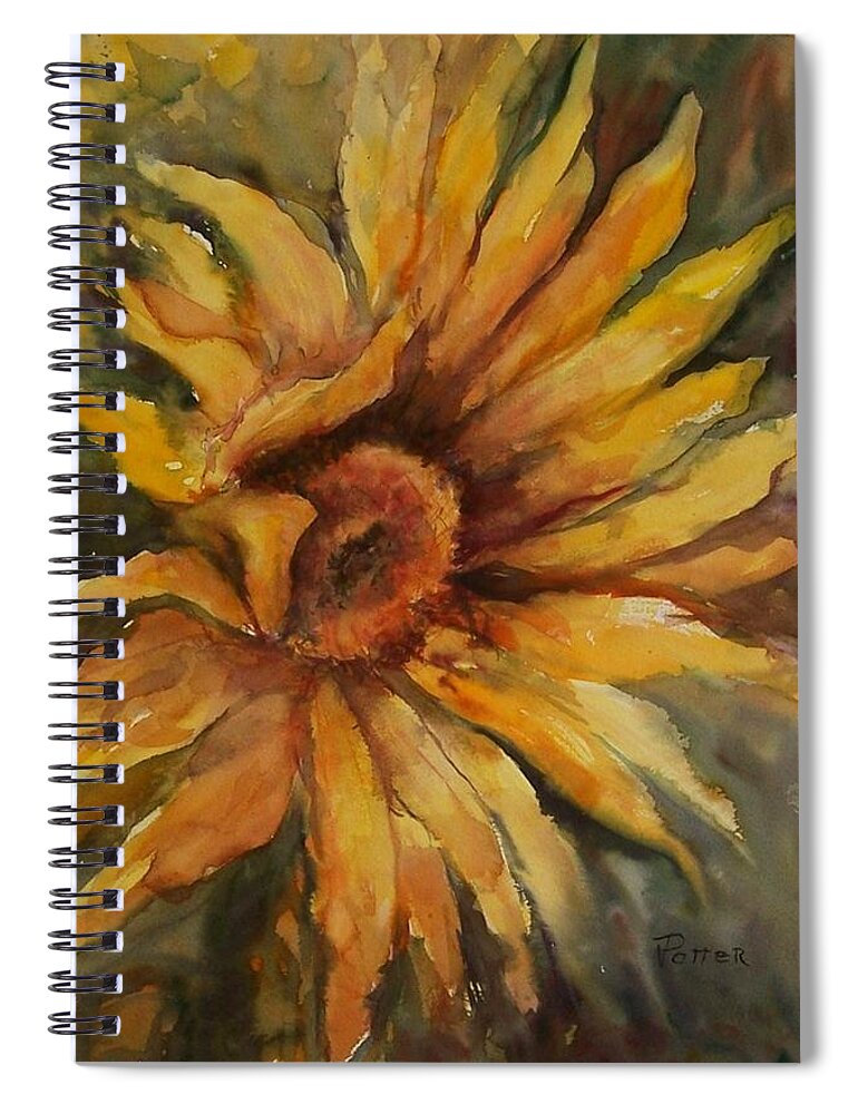 Sunflower Spiral Notebook featuring the painting Sunflower by Virginia Potter
