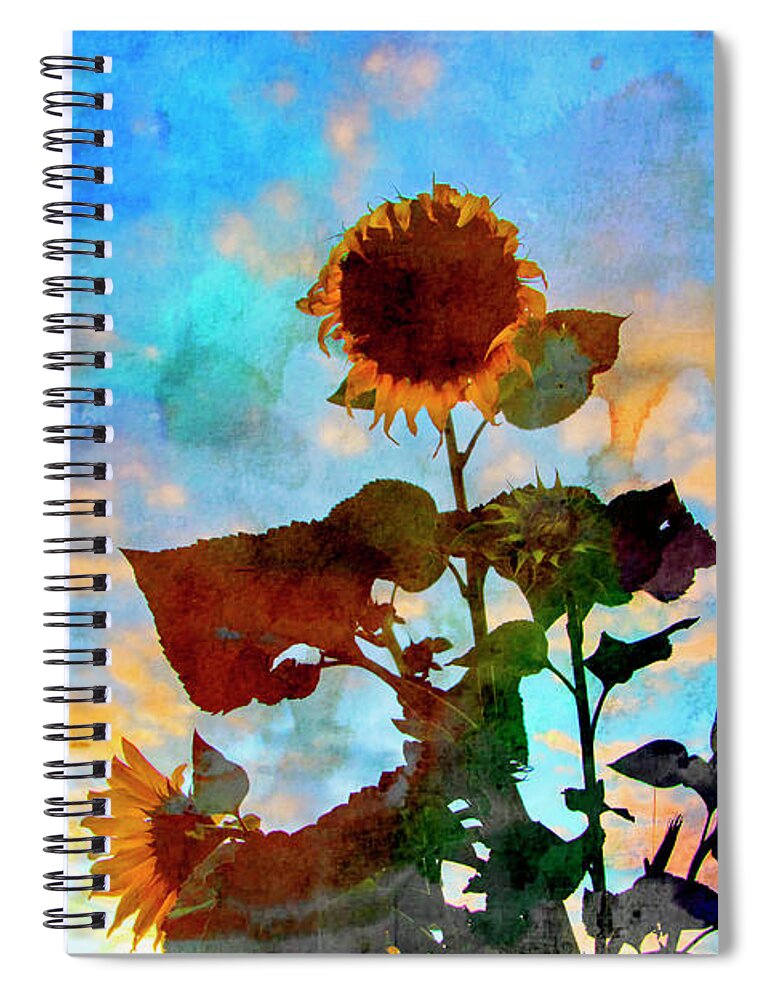 Neighborhood Spiral Notebook featuring the photograph Sunflower Watercolor by Al Bourassa