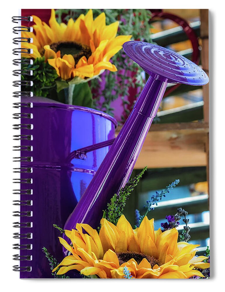 Sunflowers Spiral Notebook featuring the photograph Complementary Sunflowers by Laura Roberts