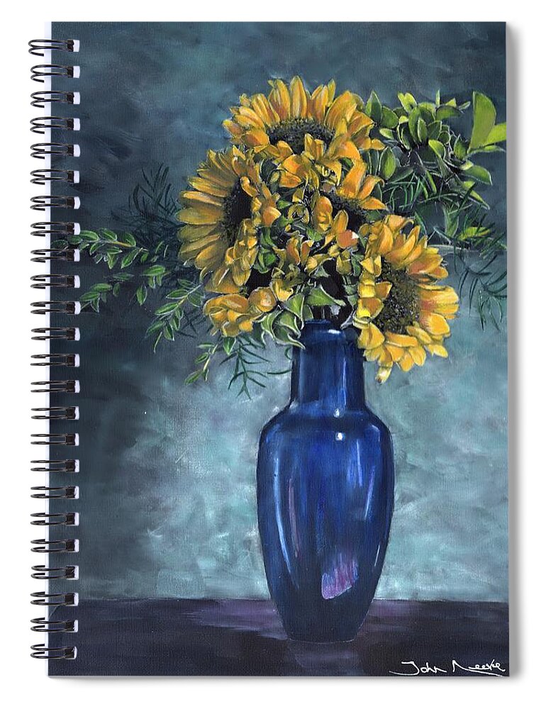Sunflower Spiral Notebook featuring the painting Sunflowers by John Neeve