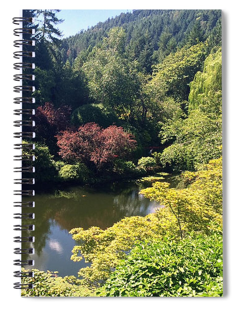 Sunken Lake Spiral Notebook featuring the photograph Sunken Lake Butchart Garden by Portraits By NC