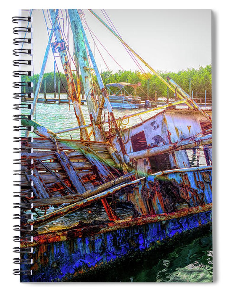 Fishing Boat Spiral Notebook featuring the photograph Sunken Ship by Alison Belsan Horton