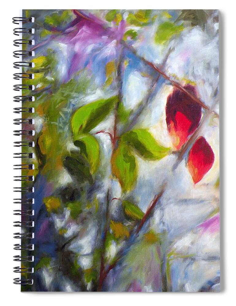 Sunlight Filtering Through Foliage Spiral Notebook featuring the painting Sunlight filtering through foliage by Uma Krishnamoorthy