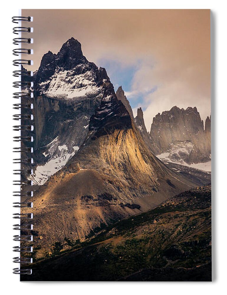 Sun Spiral Notebook featuring the photograph Sunlight on the Mountain by Andrew Matwijec