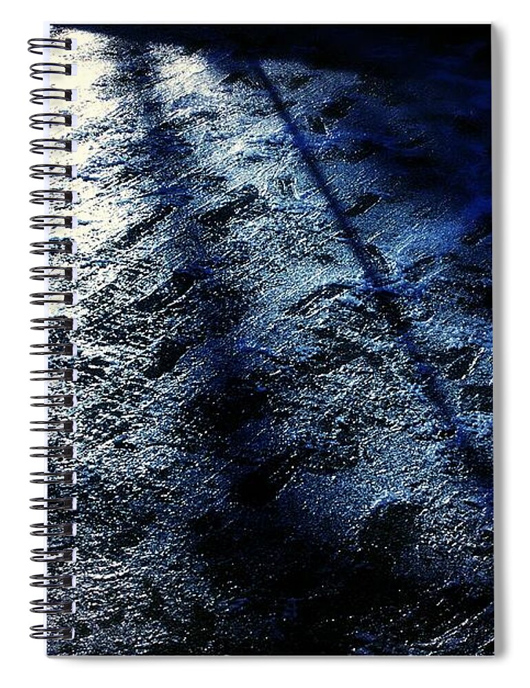 Frank-j-casella Spiral Notebook featuring the photograph Sunlight Shadows On Ice - Abstract by Frank J Casella