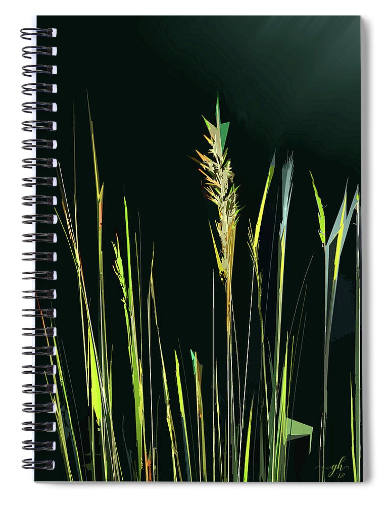 Grasses Spiral Notebook featuring the digital art Sunlit Grasses by Gina Harrison