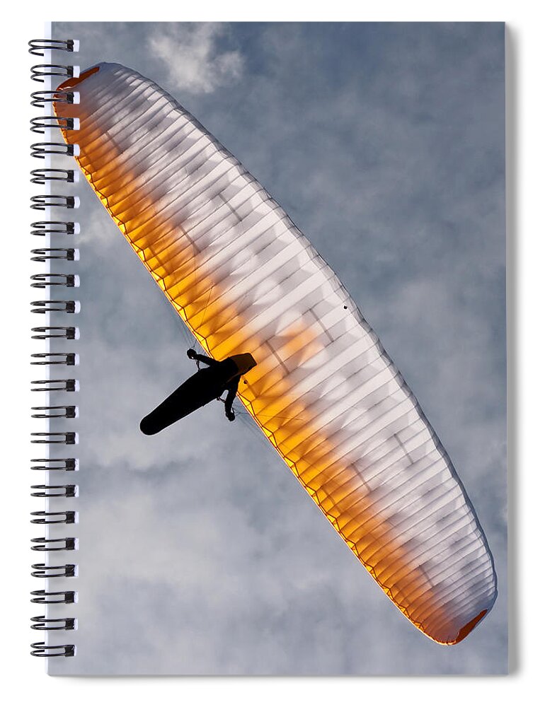 Paraglider Spiral Notebook featuring the photograph Sunlit Paraglider by Bel Menpes