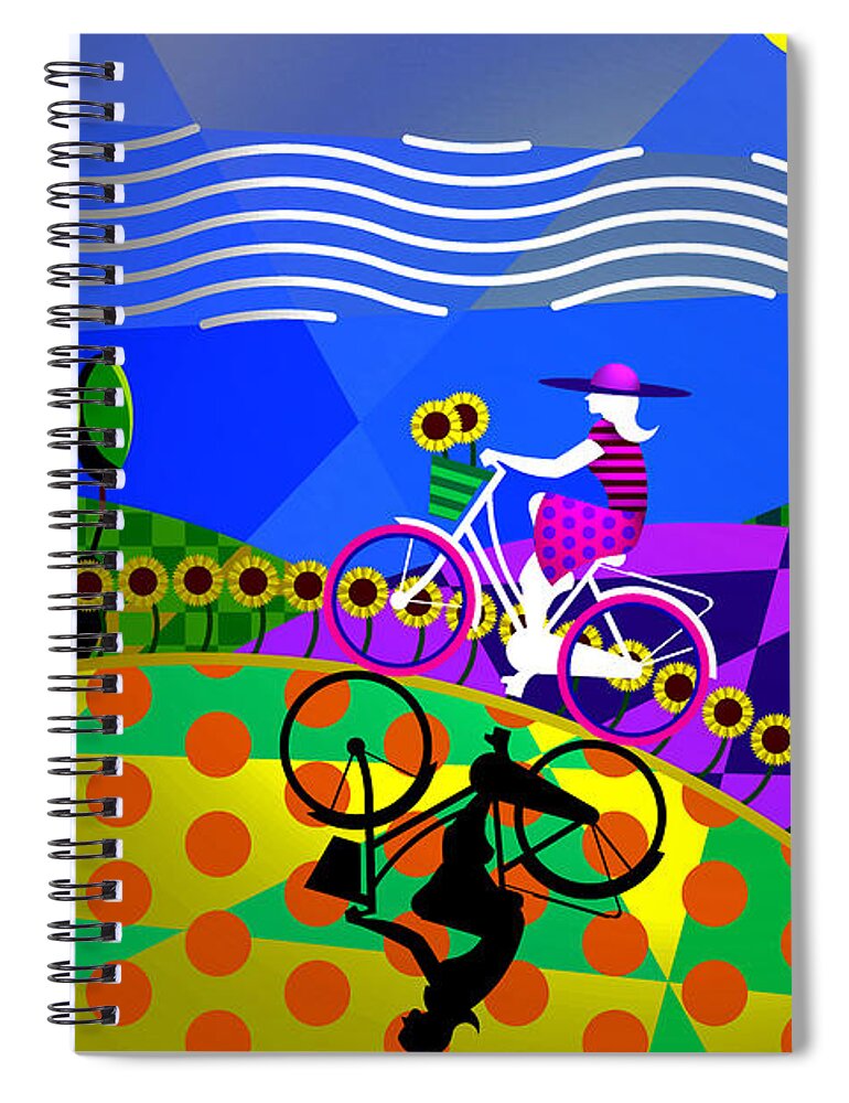 Bike Spiral Notebook featuring the digital art Sunny Acres by Randall J Henrie