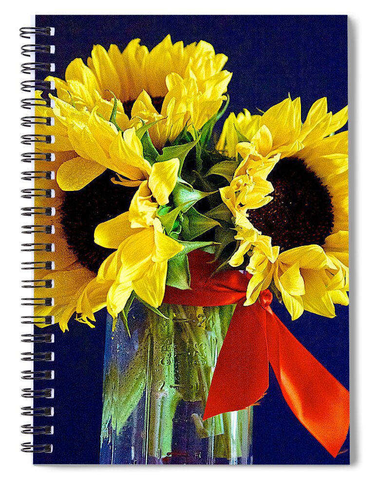 Sunflowers Spiral Notebook featuring the photograph Sunny Trio by Barbara Zahno