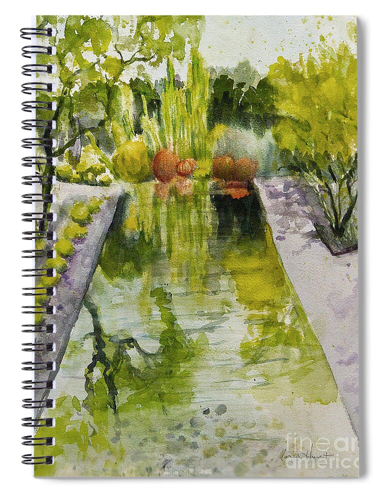 Landscape Spiral Notebook featuring the painting Infinity Pool In the Gardens at Annenburg Estate by Maria Hunt
