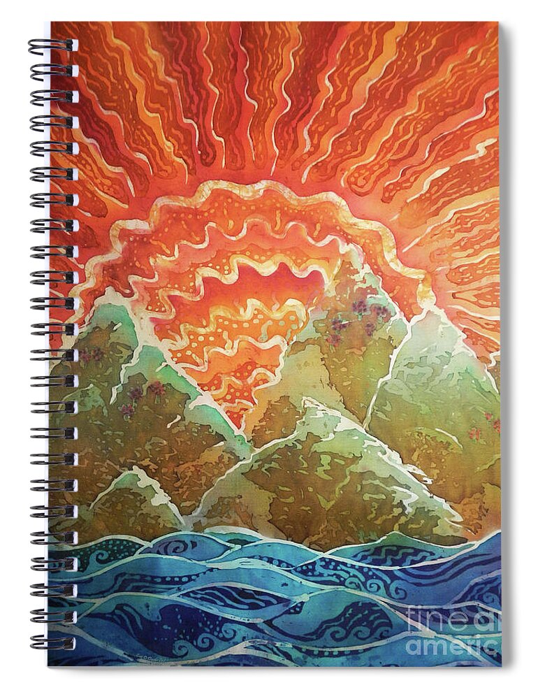 Sunrise Spiral Notebook featuring the painting Sunrays by Sue Duda
