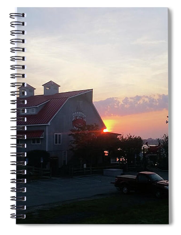 Sun Spiral Notebook featuring the photograph Sunrise at Hooper's Crab House by Robert Banach