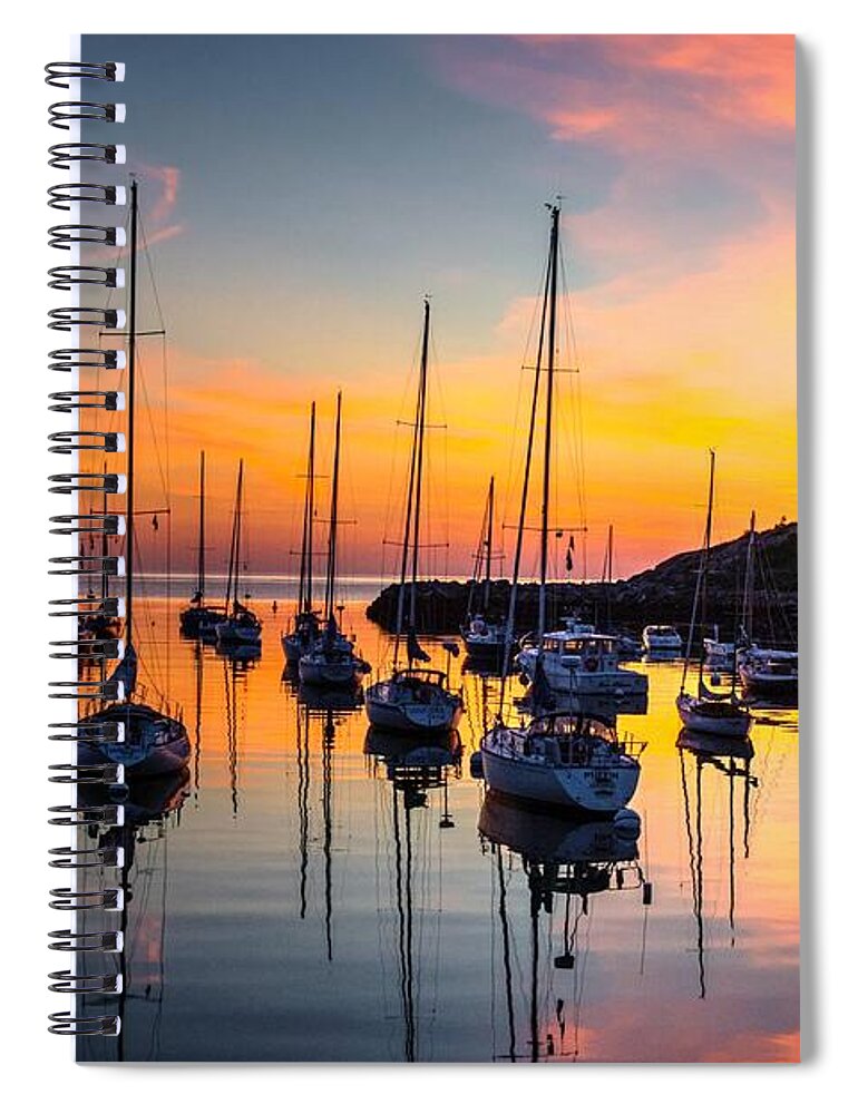 Sunset Spiral Notebook featuring the photograph Sunrise at Rockport by Steve Brown