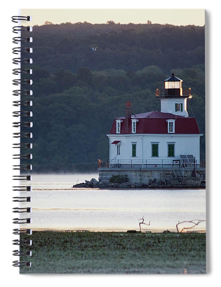 Lighthouse Spiral Notebook featuring the photograph Sunrise at the Esopus Lighthouse by Jeff Severson