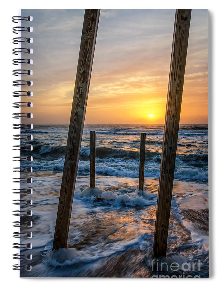 Sunrise Spiral Notebook featuring the photograph Sunrise Between the Pillars Coastal Landscape Photograph by PIPA Fine Art - Simply Solid