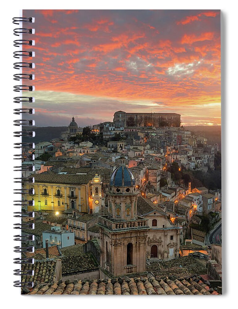 Sunrise Spiral Notebook featuring the photograph Sunrise in Ragusa Ibla by Mirko Chessari