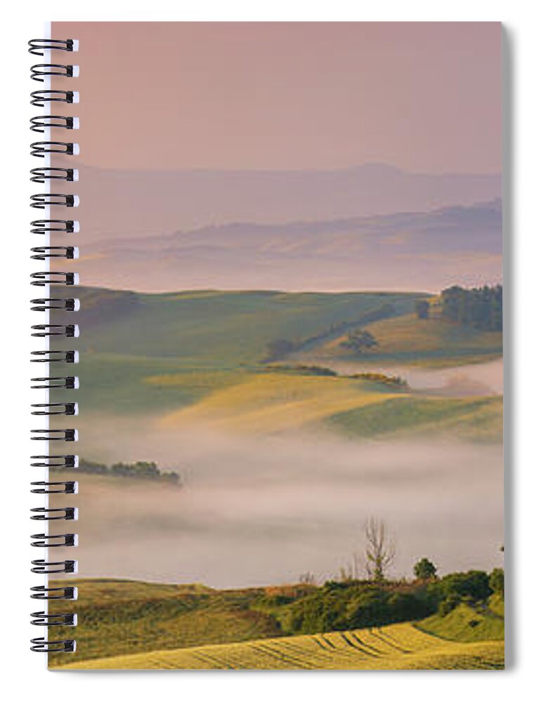 San Quirico Spiral Notebook featuring the photograph Sunrise in Tuscany by Henk Meijer Photography