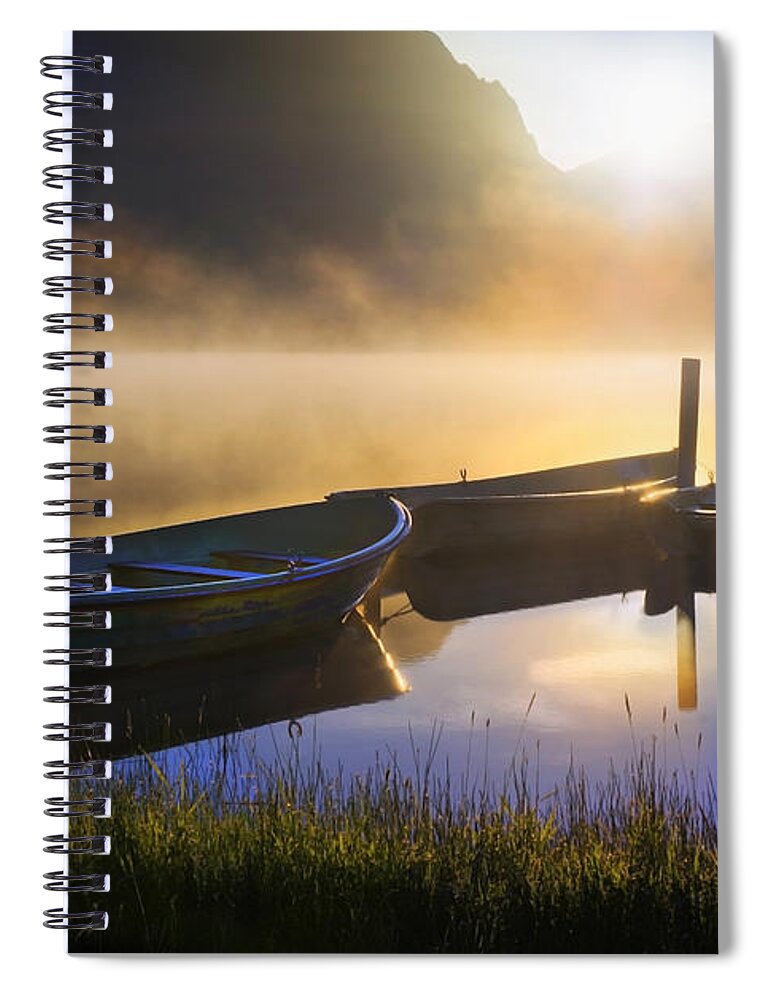 Sunrise Spiral Notebook featuring the photograph Sunrise on Llyn Nantlle by Mal Bray