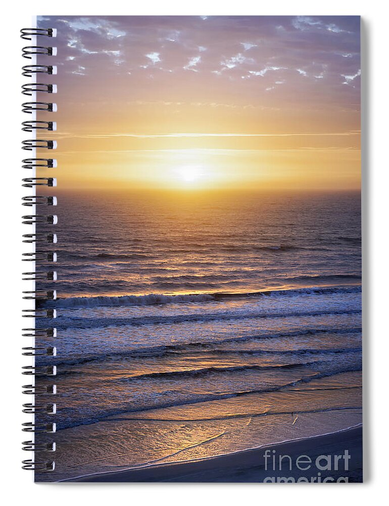 Ocean Spiral Notebook featuring the photograph Sunrise over Atlantic waves by Elena Elisseeva