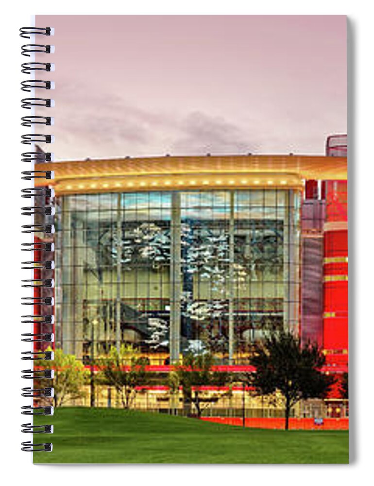Downtown Spiral Notebook featuring the photograph Sunrise Panorama of George R Brown Convention Center in Downtown Houston - Texas by Silvio Ligutti