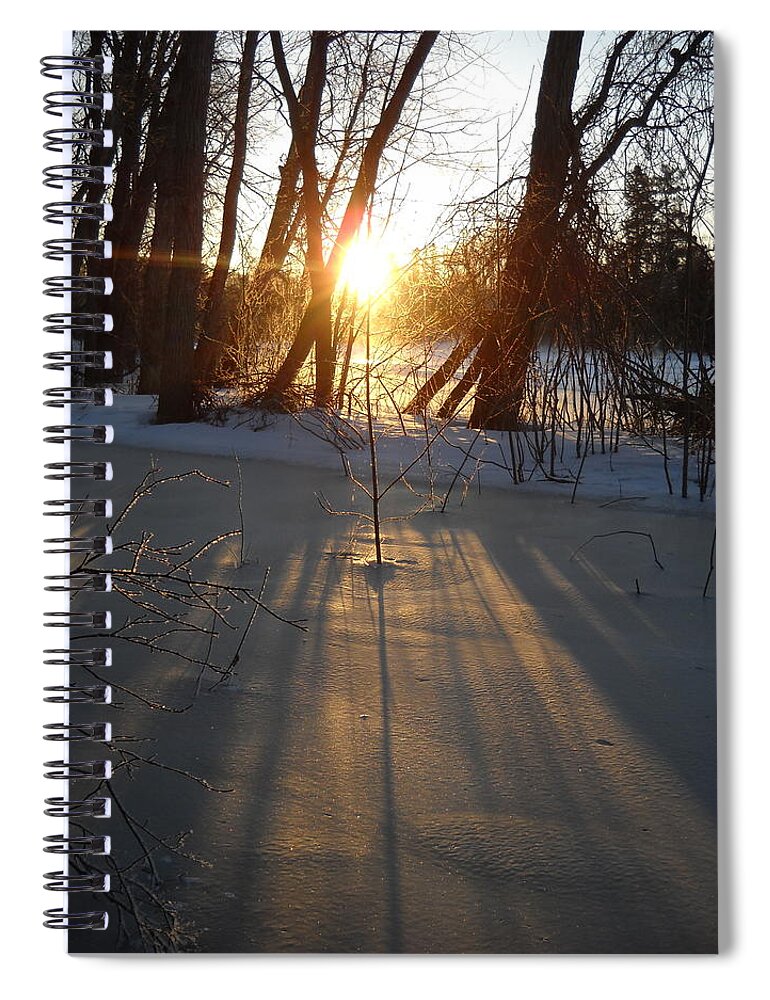 Sunrise Spiral Notebook featuring the photograph Sunrise Shadows on Ice by Kent Lorentzen