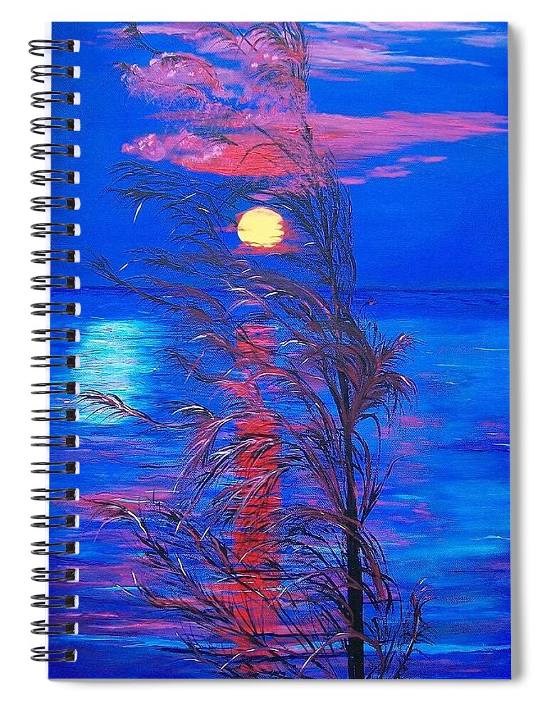 Sunrise Spiral Notebook featuring the painting Sunrise Silhouette by Sharon Duguay