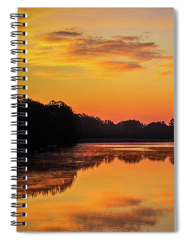 Lakeside Spiral Notebook featuring the photograph Sunrise Silhouettes - Lake Landscape by Barry Jones