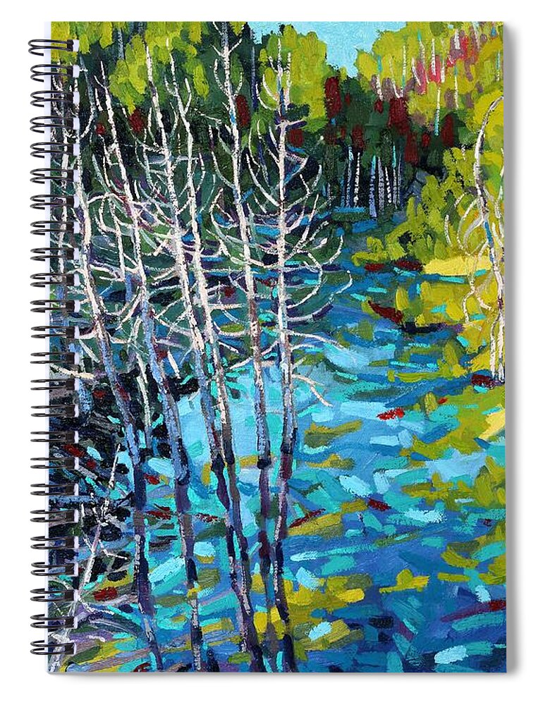 Swamp Spiral Notebook featuring the painting Sunrise Swamp by Phil Chadwick