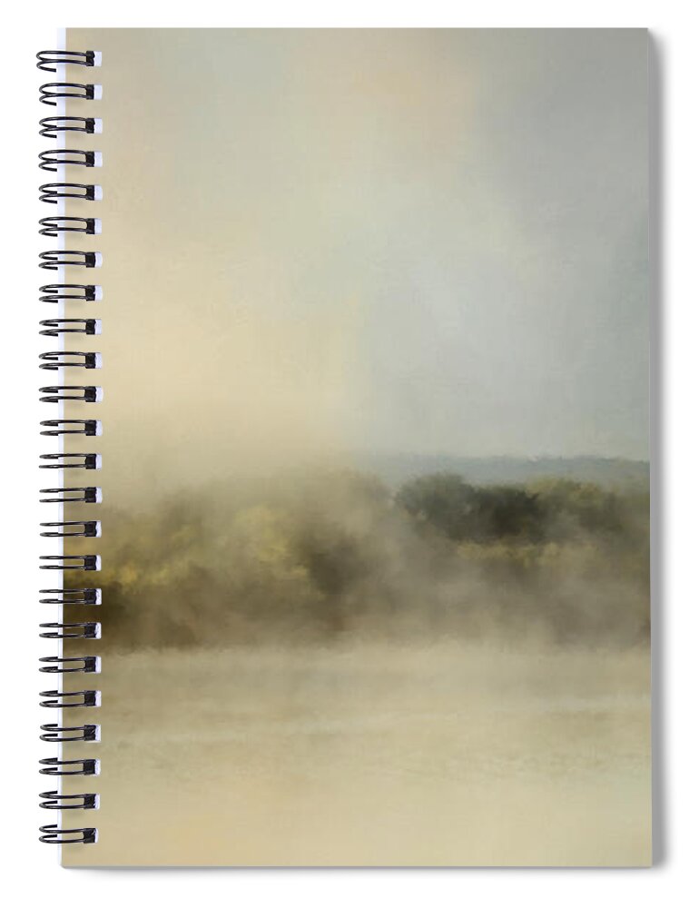 Jai Johnson Spiral Notebook featuring the painting Sunrise Through The Fog by Jai Johnson