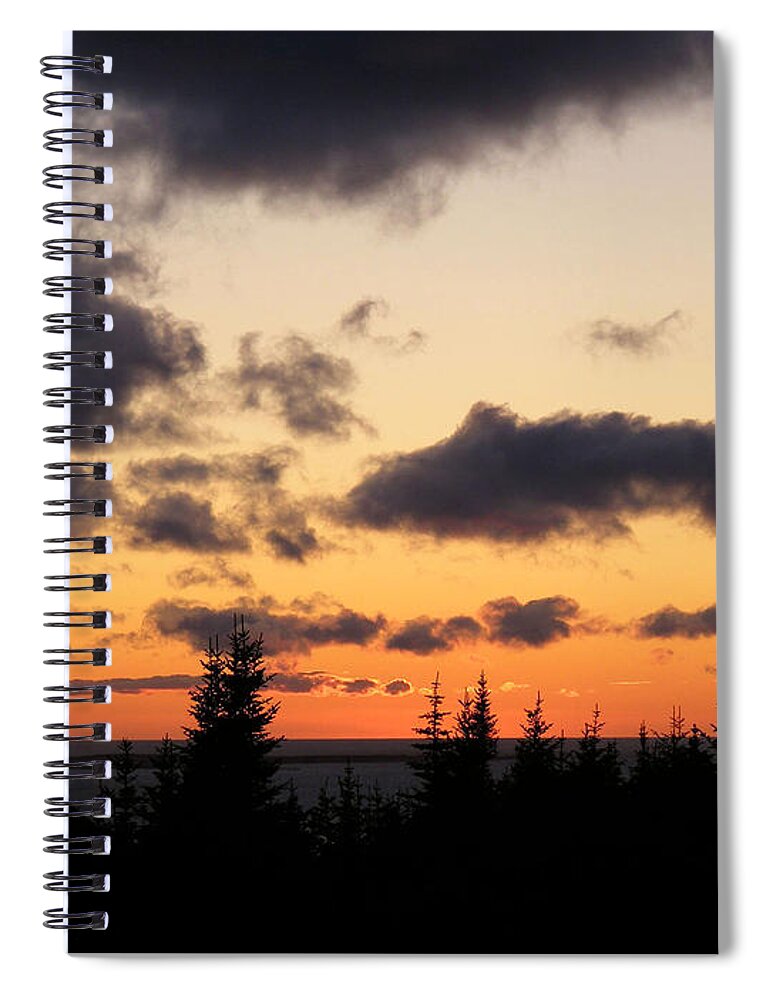 Sunset Spiral Notebook featuring the photograph Sunset and dark clouds by Barbara A Griffin