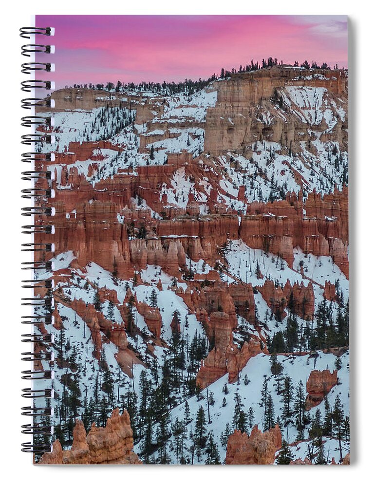 Adventure Spiral Notebook featuring the photograph Sunset and Snow Over Bryce Canyon by Kelly VanDellen