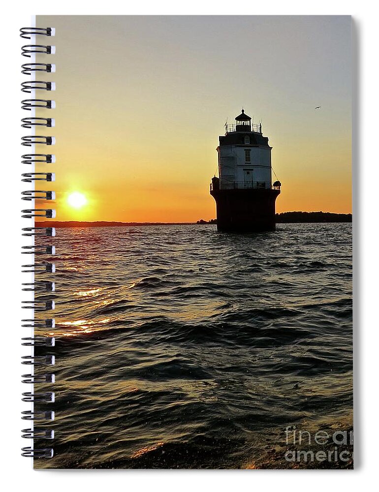 Baltimore Lighthouse Spiral Notebook featuring the photograph Sunset at Baltimore Light by Nancy Patterson