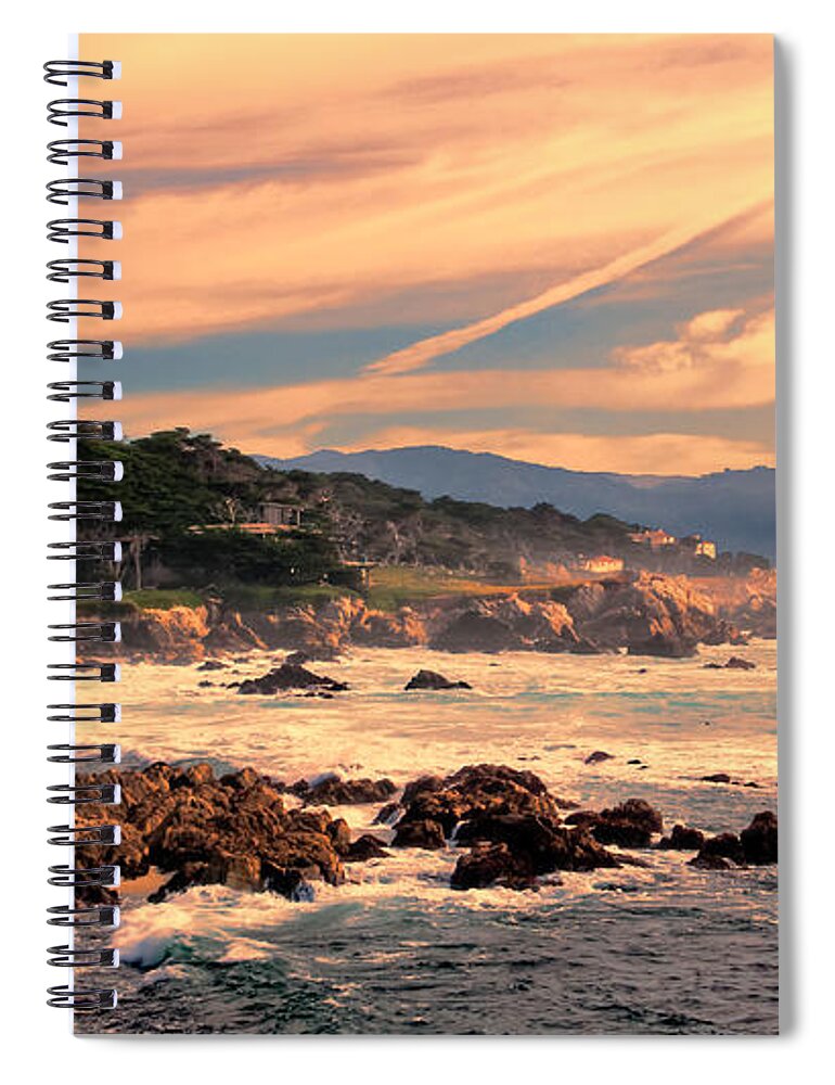 Cypress Point Spiral Notebook featuring the photograph Sunset at Cypress Point by Susan Rissi Tregoning