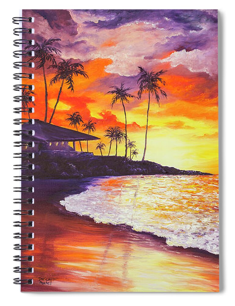 Darice Spiral Notebook featuring the painting Sunset At Kapalua Bay by Darice Machel McGuire