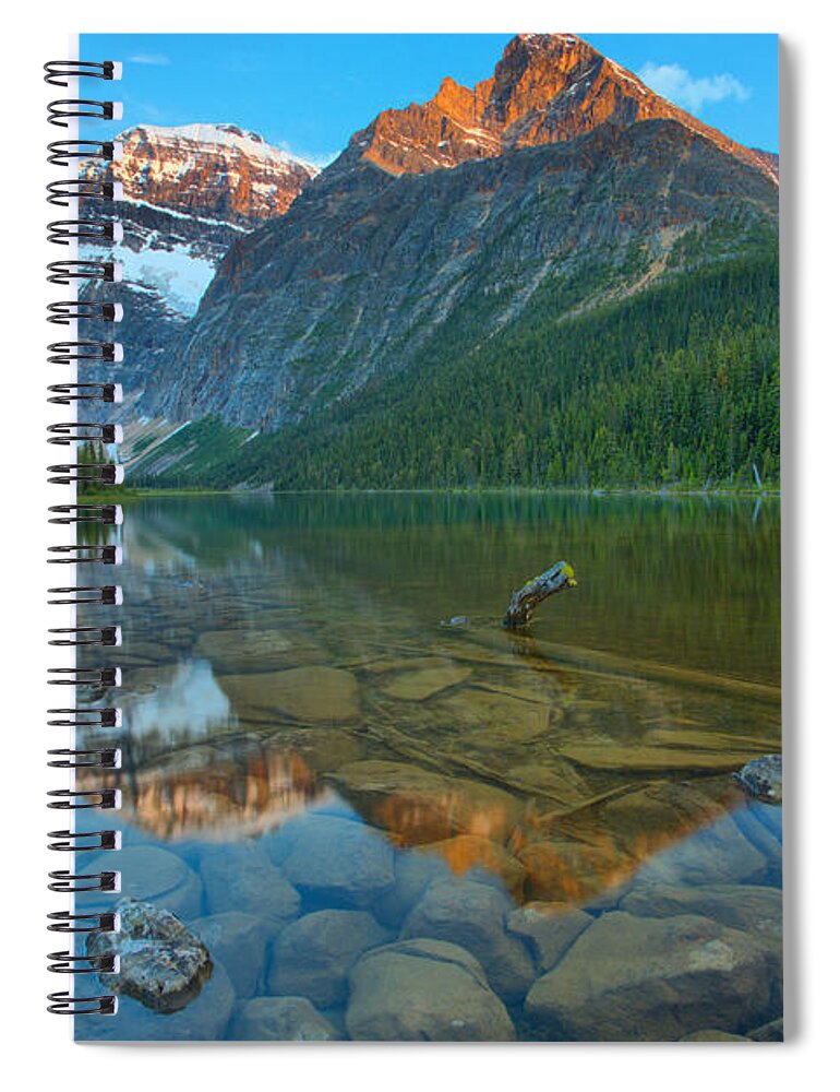 Cavell Spiral Notebook featuring the photograph Sunset At Mt. Edith Cavell by Adam Jewell
