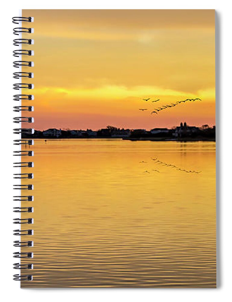 Sunset Spiral Notebook featuring the photograph Sunset At Quogue Long Island by Cathy Kovarik