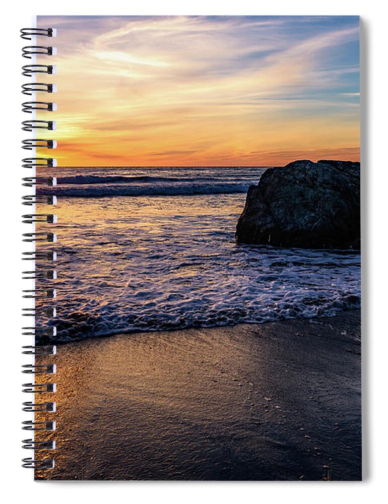 Af Zoom 24-70mm F/2.8g Spiral Notebook featuring the photograph Sunset at San Simeon Beach by John Hight