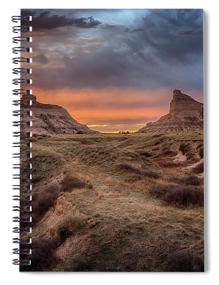 Scotts Bluff Spiral Notebook featuring the photograph Sunset at Scotts Bluff by Susan Rissi Tregoning