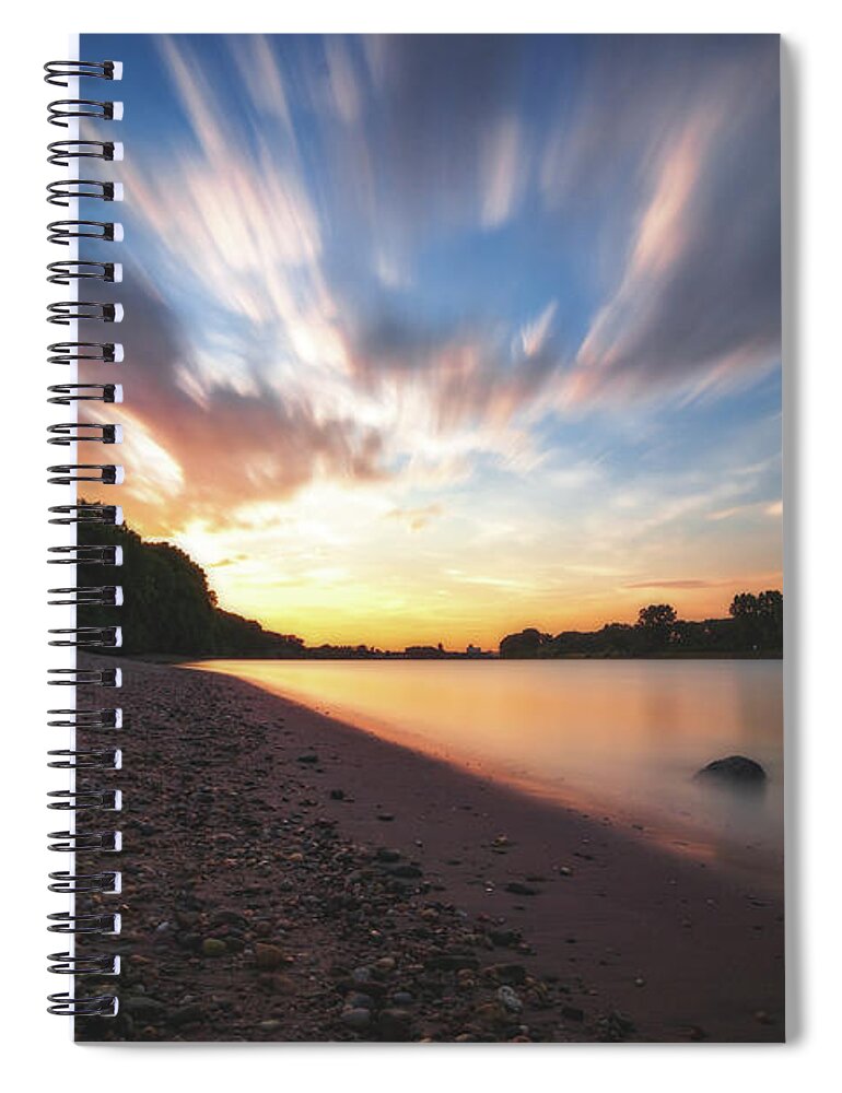 Worms Spiral Notebook featuring the photograph Sunset at the Riverside by Marc Braner