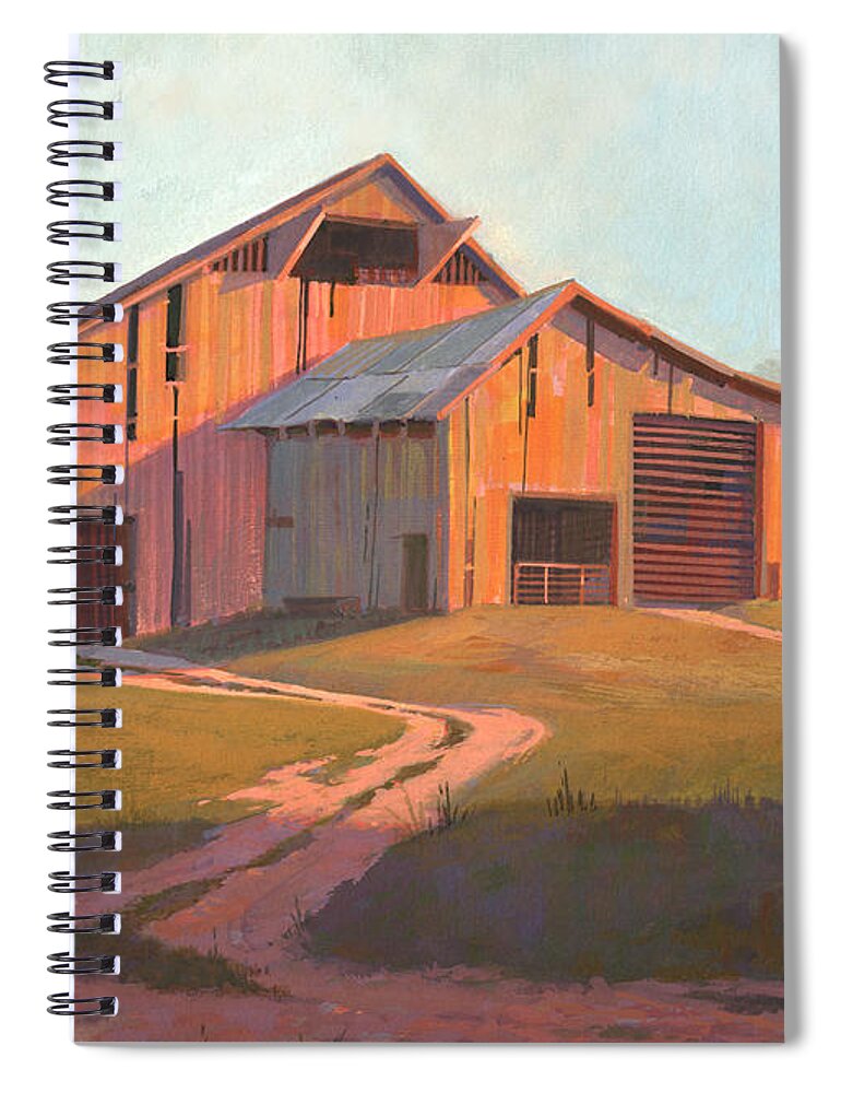 Michael Humphries Spiral Notebook featuring the painting Sunset Barn by Michael Humphries