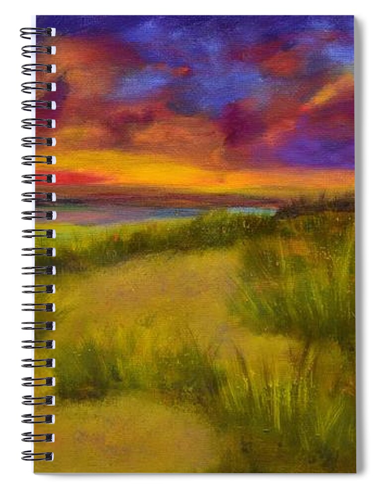  Spiral Notebook featuring the painting Sunset Beach by Barrie Stark