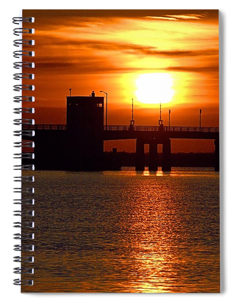 Bridge Spiral Notebook featuring the photograph Sunset Bridge by Newwwman